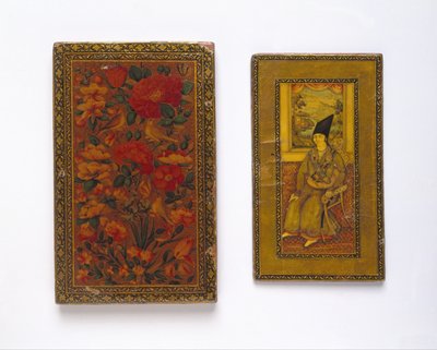 Spiegelkist met Portret van de Eunuch Manuchihr Khan Mu`tamid al-Dawla door Muhammad Isma`il Isfahani